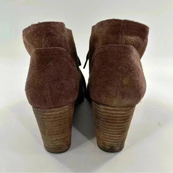 Lucky brand sway ankle booties size 7.5 37.5 chocolate brown suede wedge boots - Picture 3 of 13